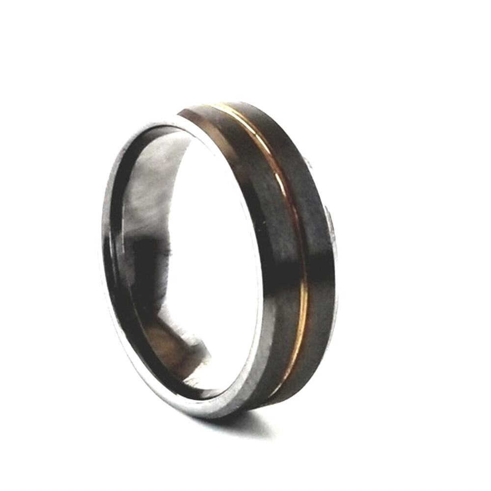 Men's new tungsten silver with gold line size 14‎